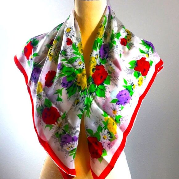 VTG  FLORAL SCARF - Picture 2 of 8